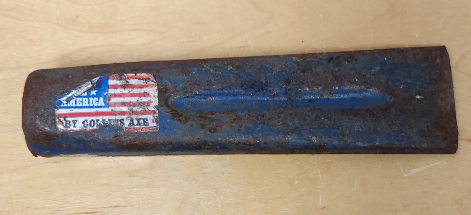 Vintage Collins Axe Co Wood Splitting Wedge Blue Steel Made in USA Logging Tool