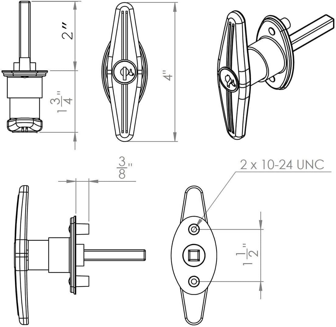 Versatile T-Handle Lock with Essential Components – Easy Installation Included