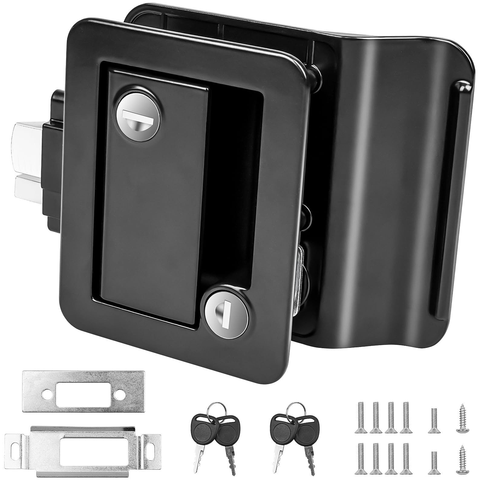 Black RV Door Lock Replacement, Upgraded RV Door Latch with Paddle Deadbolt 4…