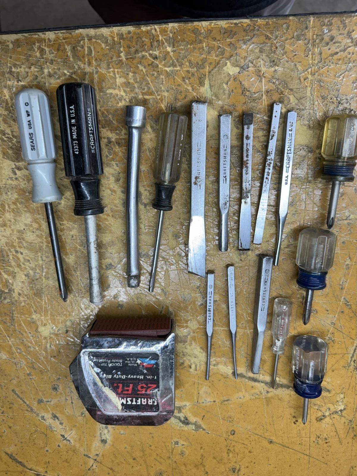 Vintage Craftsman USA Broken Screwdrivers Chisels Punches Tool Lot Parts Repair