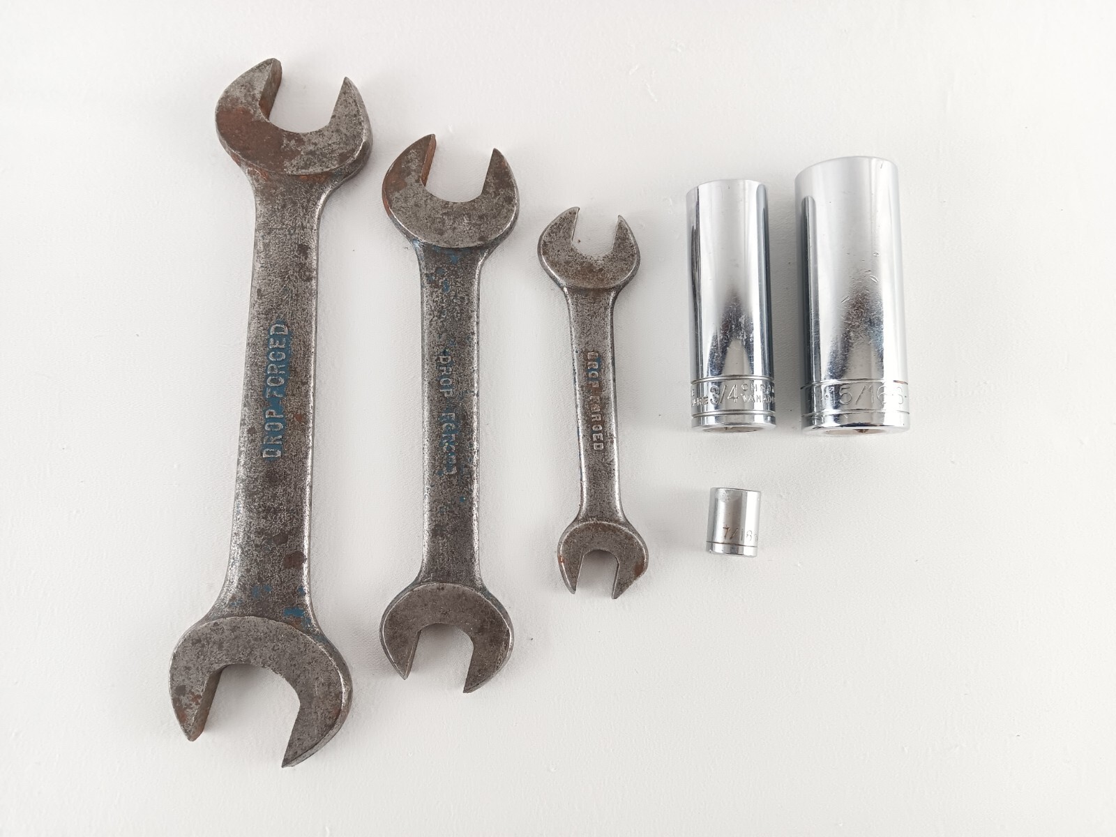 Drop Forged Socket Wrench Tools Lot of 6 Vintage Mechanic Hand Tool Set