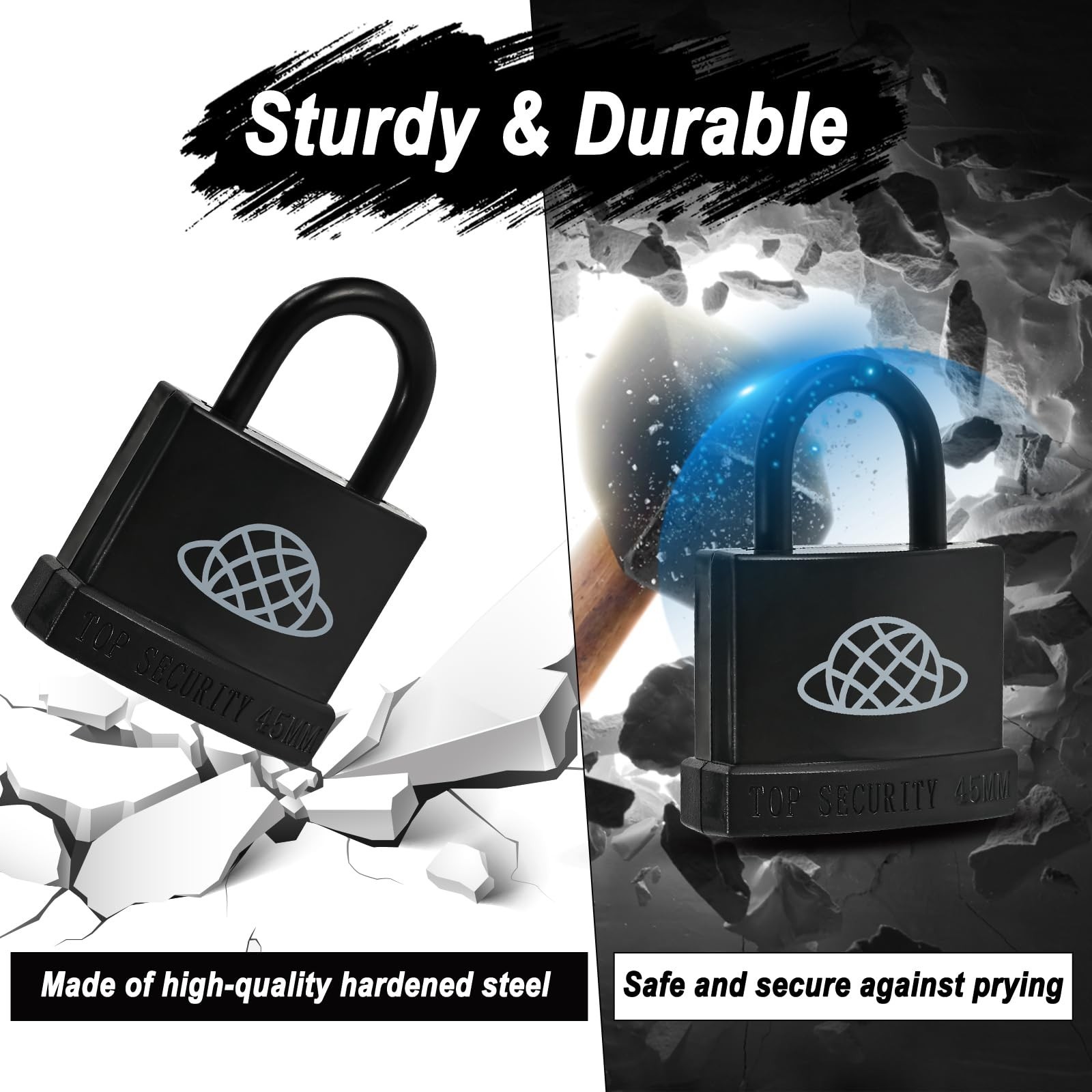 8pcs Weatherproof Keyed Padlocks for Outdoor Use, Plastic Shell, 24 Keys, Gym Lo
