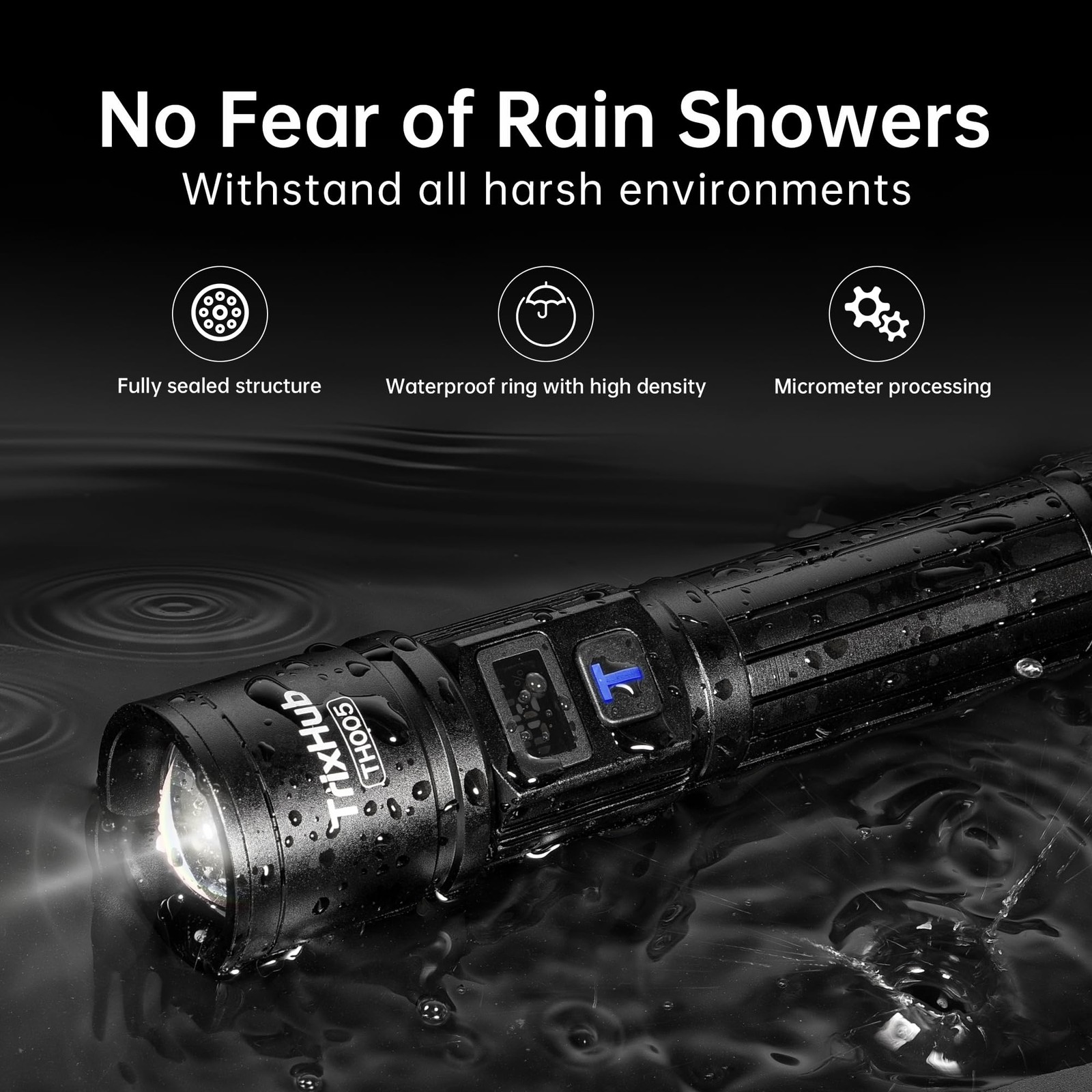Rechargeable Flashlights 2 Pack, Super Bright High Lumens Flash Light, 5 Modes