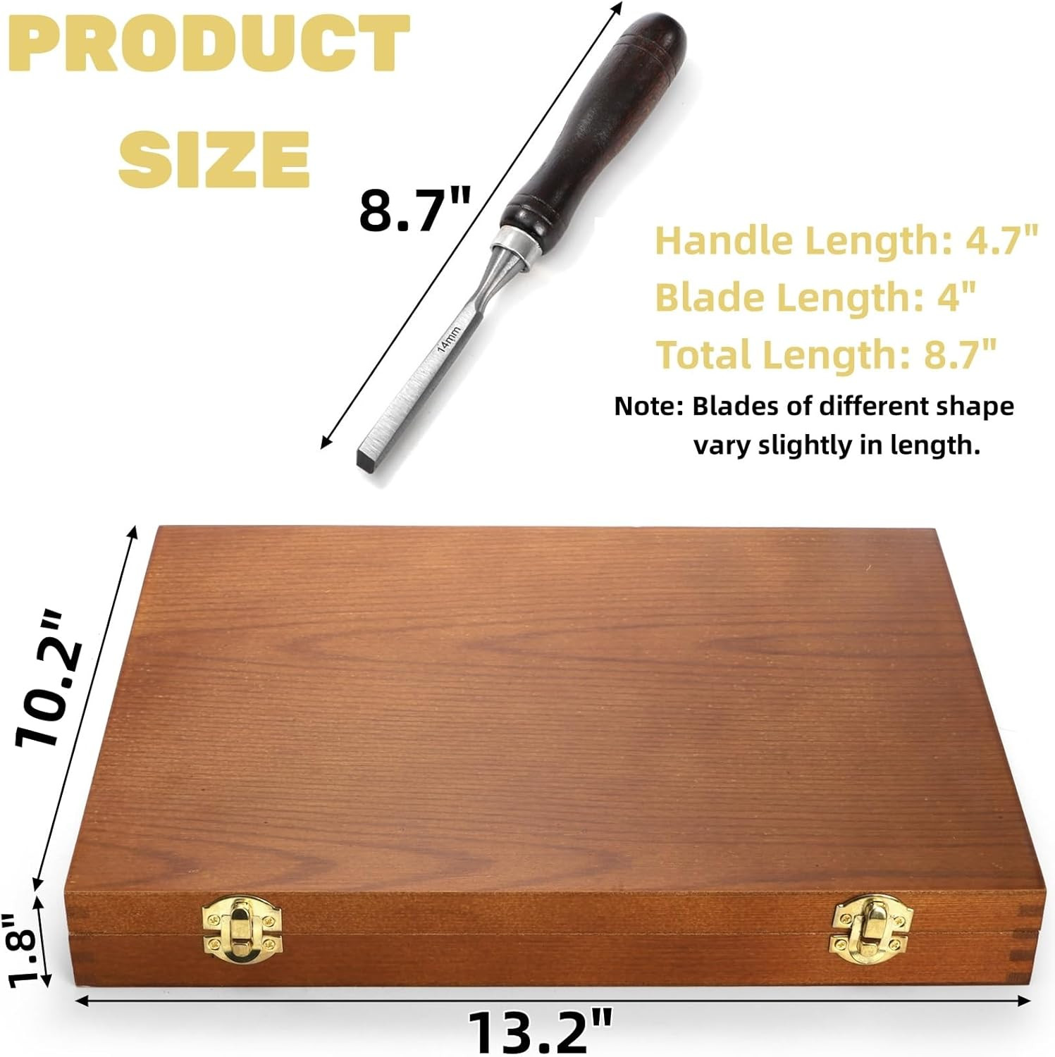 12 Pieces Wood Chisel Set, Woodworking Carving Tools with Wooden Box, CR-V Steel