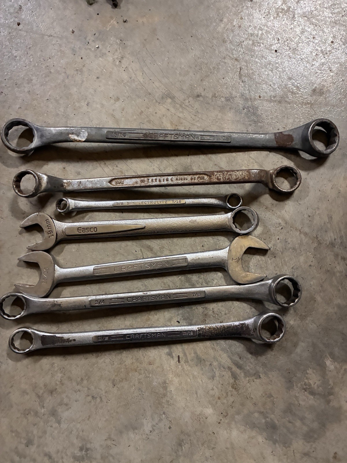 Lot Of 7 Vintage USA Made Wrenches Craftsman SK EASCO WESTLINE
