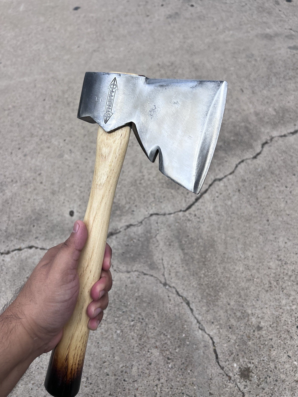 Bad-Axe Stiletto Rigging Axe w/ Custom 13.5in Handle, Mesquite Wedged