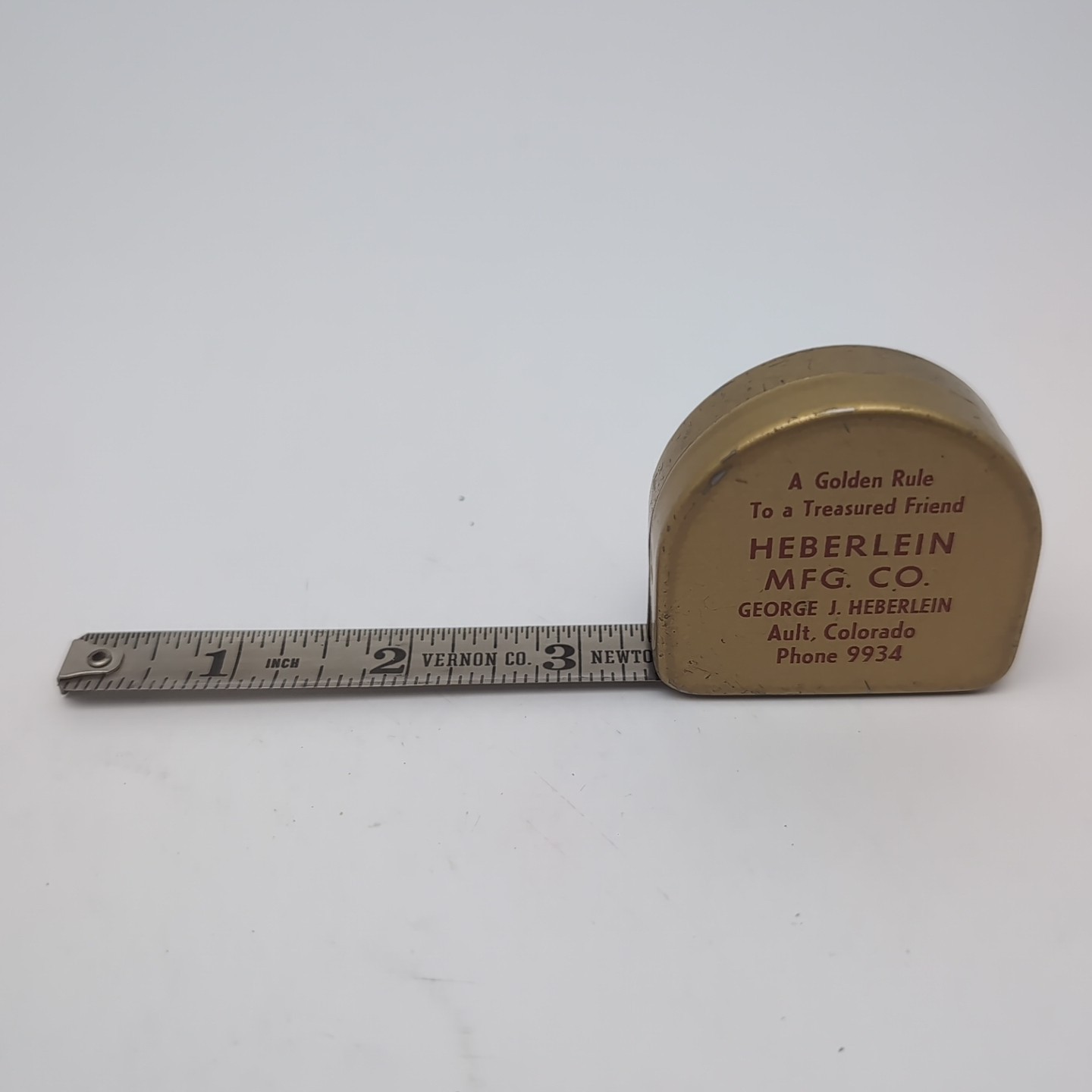 Vintage Measuring Tape Vernon Newton “GOLDEN RULE” Advertising Ault CO WORKS
