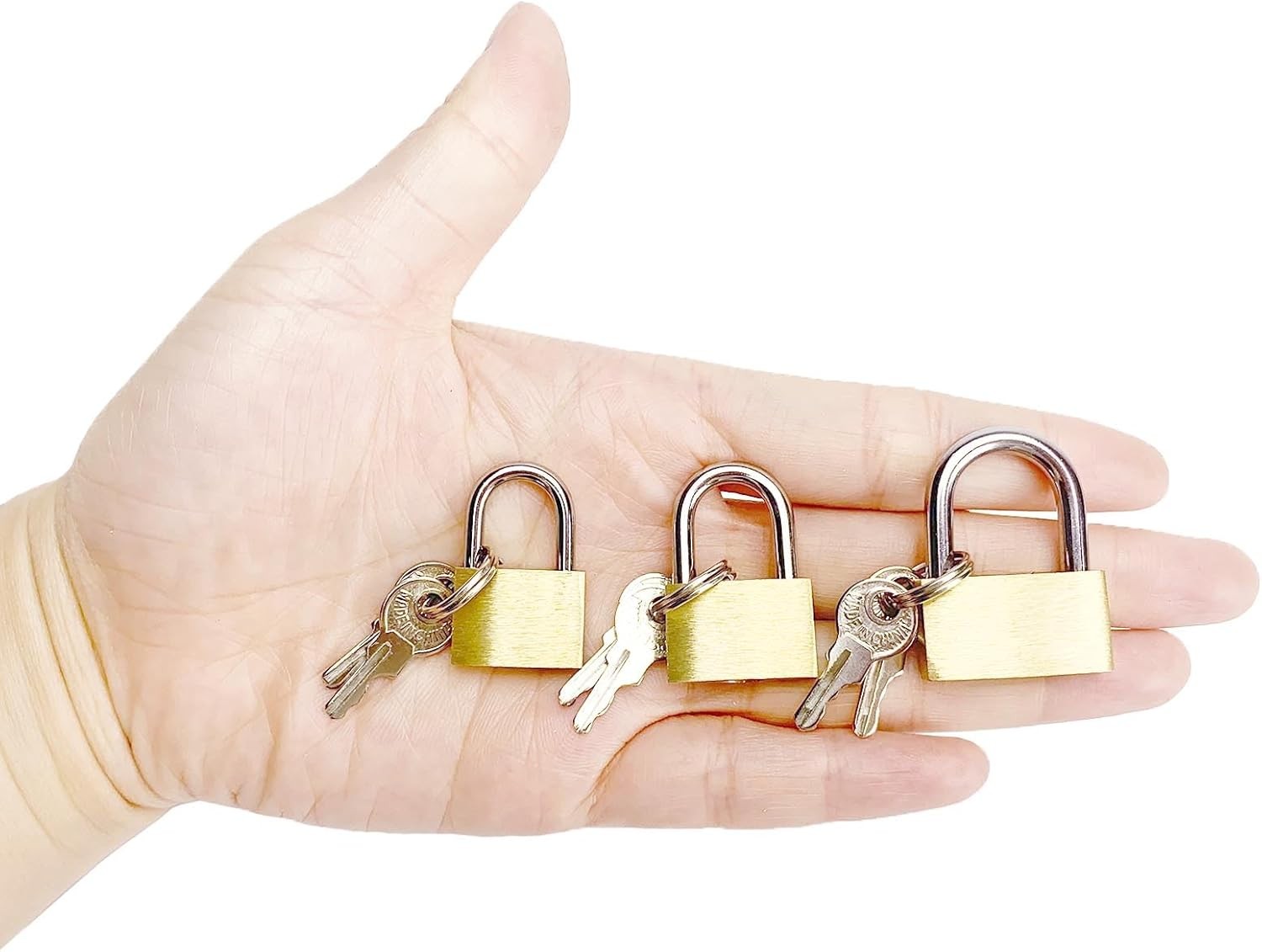 Small Solid Brass Padlock with 2 Keys 20mm 25mm 30mm Mini Key Lock for Luggage