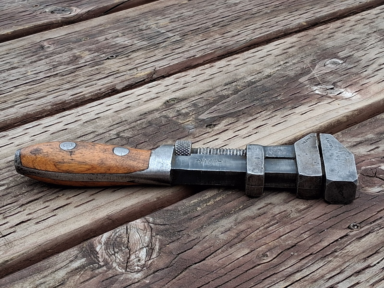 Antique P. S. & W. Co. 8.2” Solid Bar Pipe Wrench Pat. Jan. 14, 1896 Made In USA