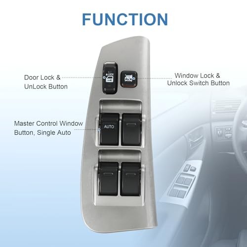 Master Power Window Switch and Bezel Replacement Window Switch with Panel Bezel