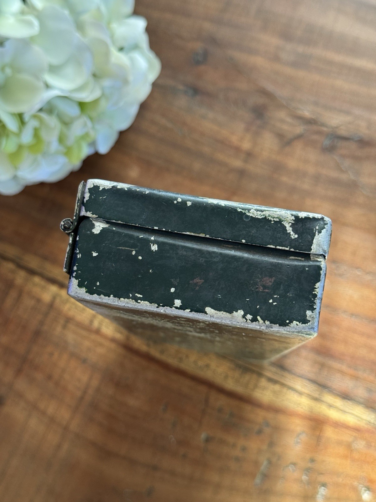 Vintage Green Chippy Paint Metal Distressed Patina Box Farmhouse Decor 9”