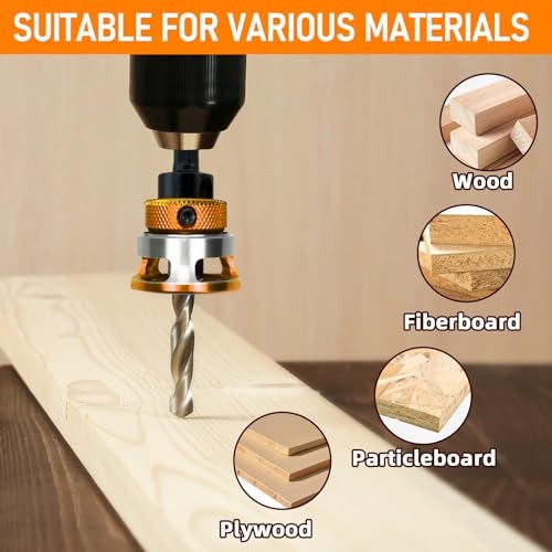 Countersink Drill Bit Set with Depth Stop 4PCS Four Blades Countersink Bits