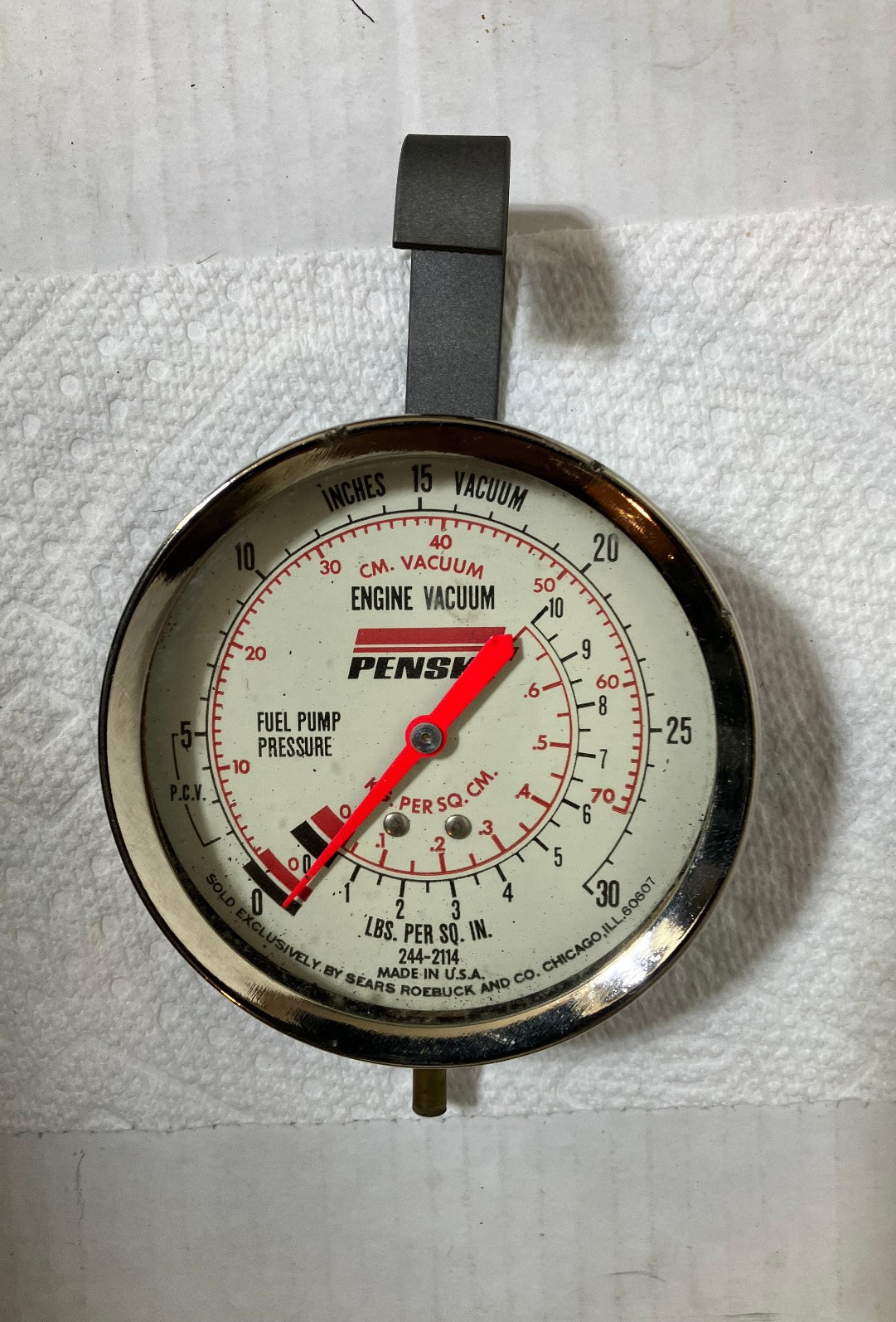 Penske Engine Vacuum Fuel Pump Pressure Gauge 244-2114 Sears vintage USA
