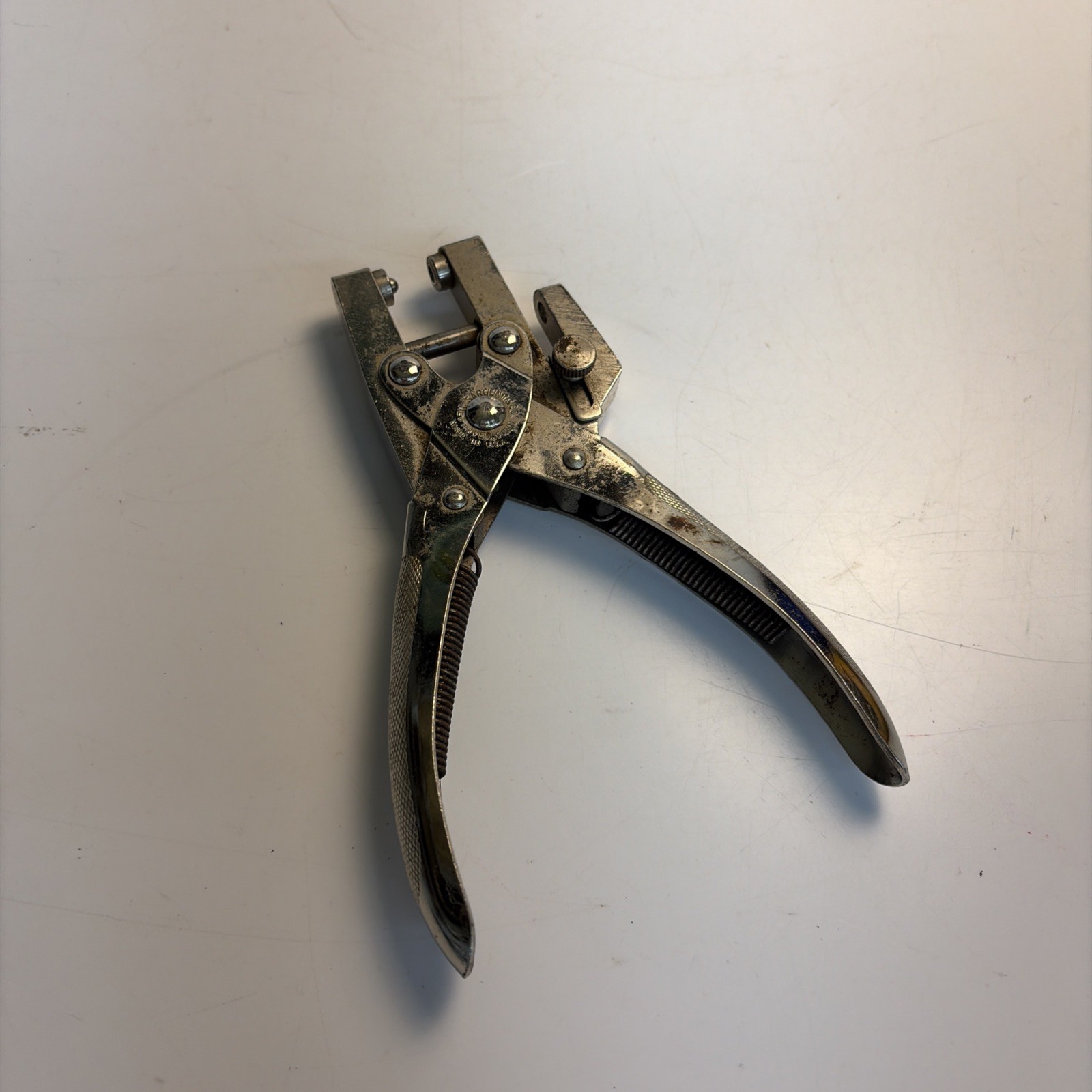 Vintage Sargent Parallel Jaw Hole Punch Pliers Adjustable Stop USA Leather Paper