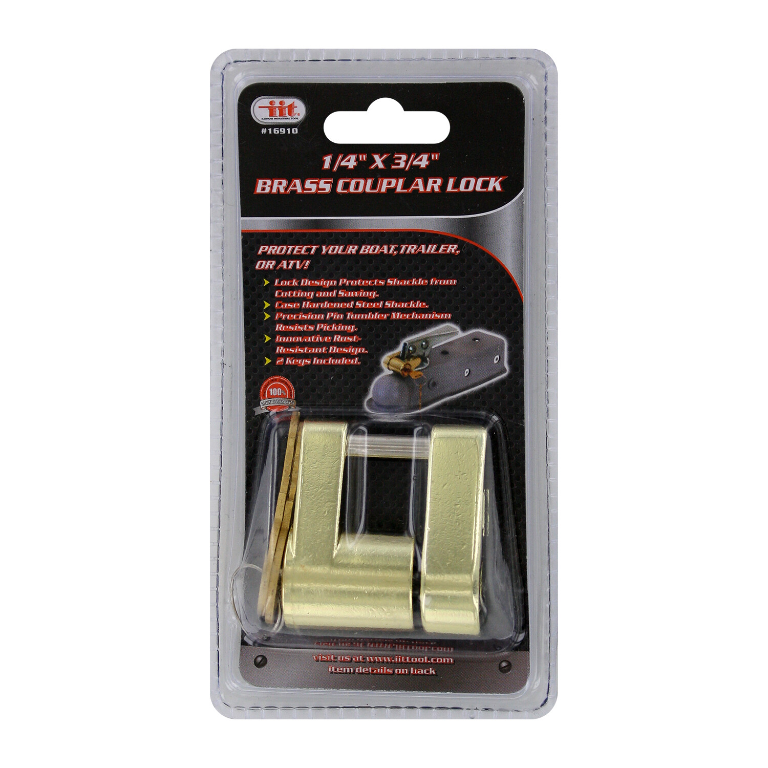 IIT 1/4″ x 3/4″ Brass Couplar Lock With 2 Keys