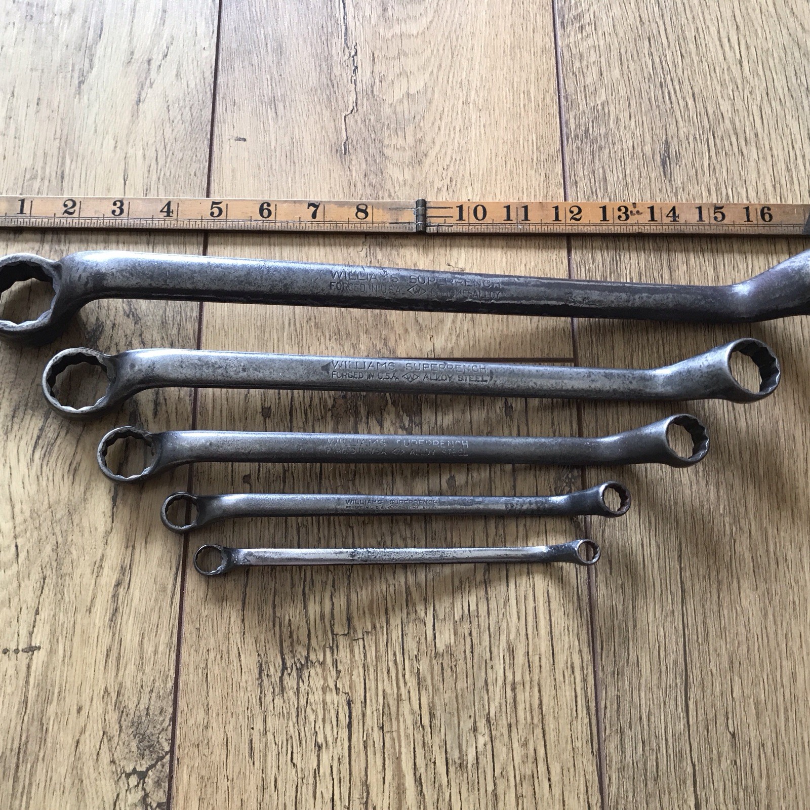5 Vintage USA 🇺🇸 Williams Superrench AF Ring Spanner’s 1-1/8” To 5/16” AF.