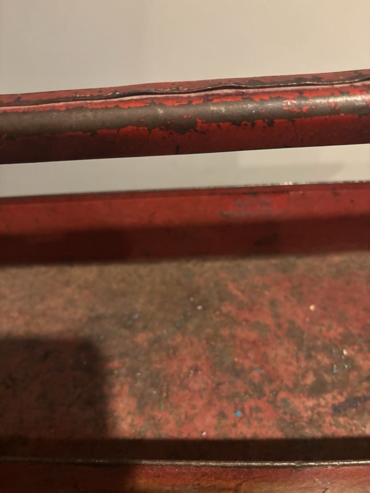Vintage Kennedy Red Metal Tool Carrier Tote Farmhouse Rustic Decor ~ Made in USA