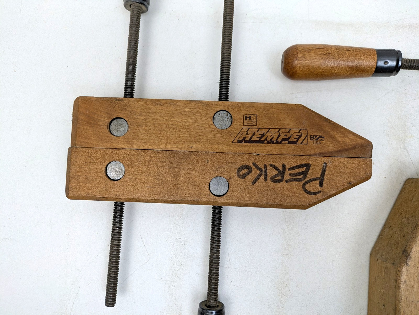 Set of (3) Hempe HMC Wood Hand Screw Clamps 10″ & 12″ Lot Made in the USA