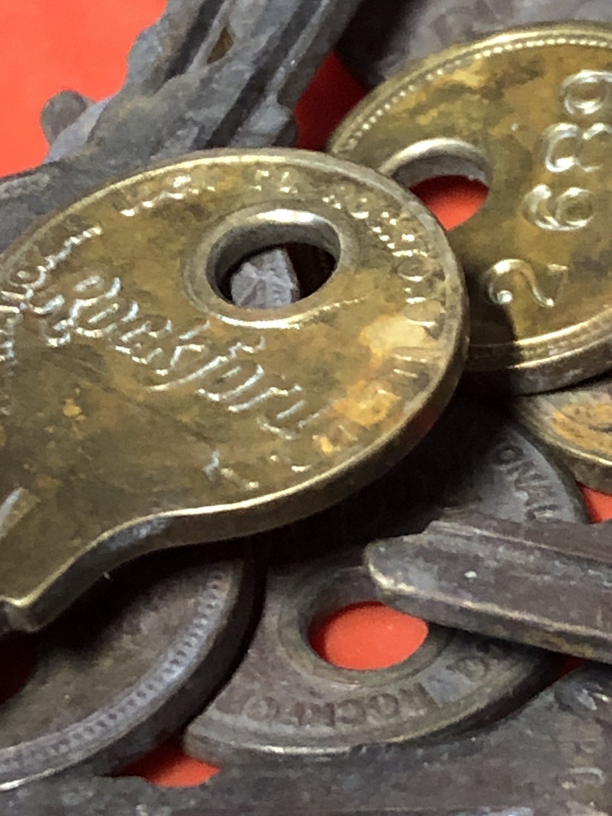 National Lock Rockford ILL USA Key Lot. 32 Vintage Brass Keys
