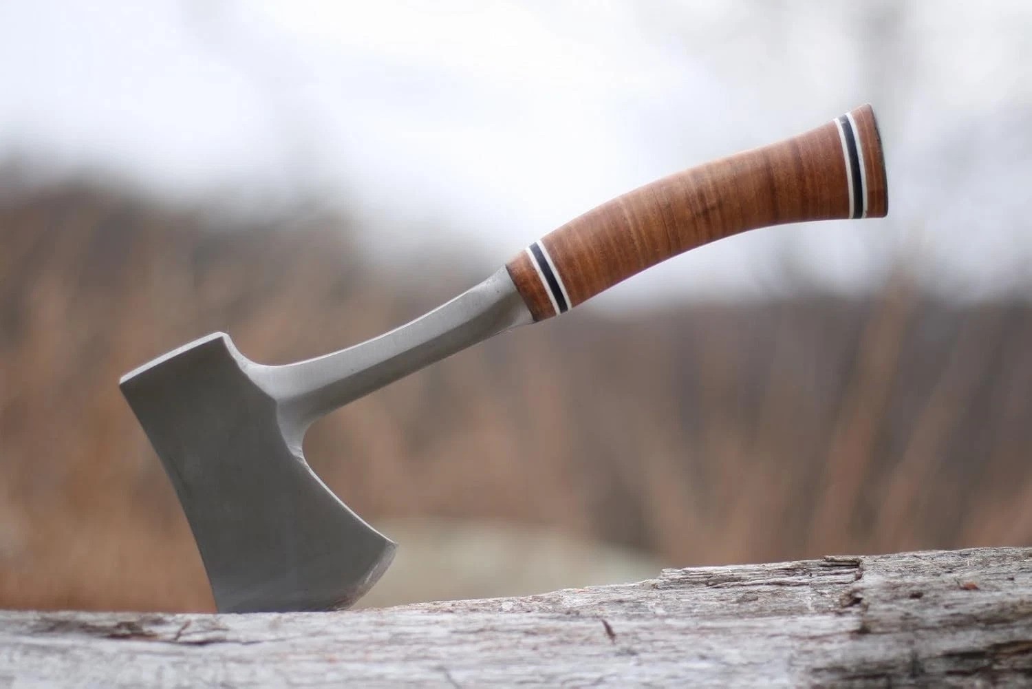 Handcrafted 14″ Camping Hatchet – Durable Steel & Leather Handle for Rugged Use