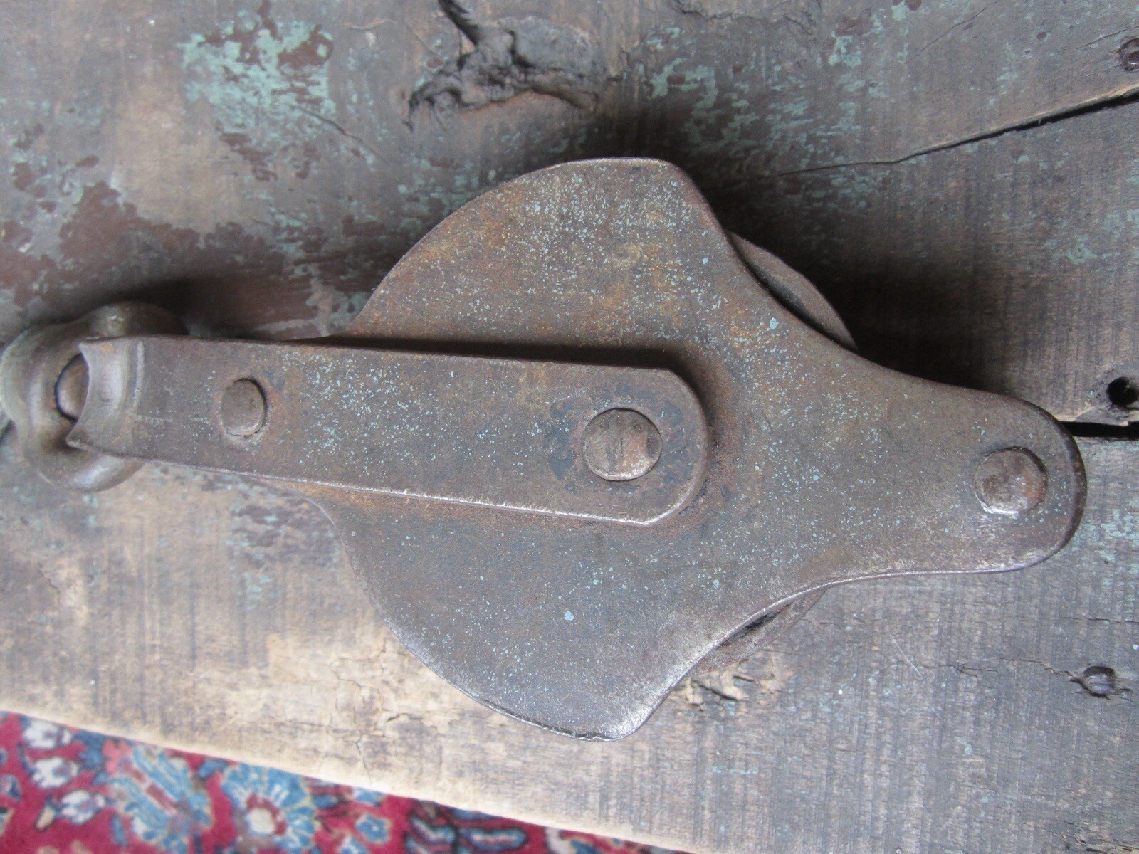 Antique Double pulley – Metal – Rustic Block And Tackle Hook Vintage