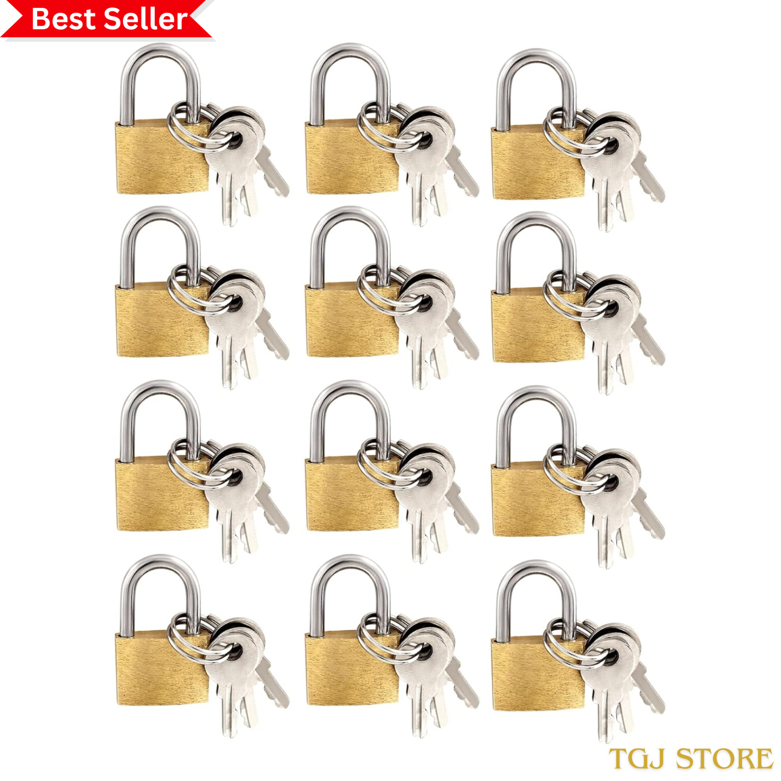 Litoexpe 12 Pieces Mini Locks with Keys, Small Solid Brass Padlock Suitcase Lock