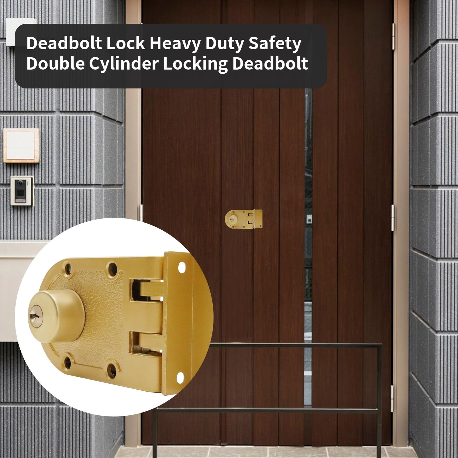MY MIRONEY Jimmy Proof Deadbolt Lock Heavy Duty Safety Double Cylinder Gold