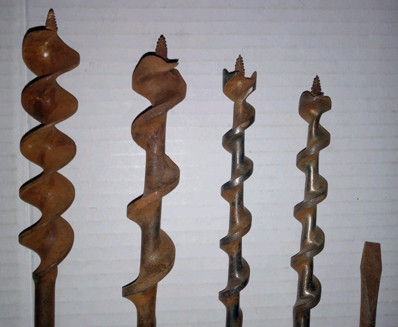 Lot Of 5 Vintage Drill Bits, EVERKEEN/IRWIN/STANLEY, 2-16’s 2-10’s & 1 Flat, USA