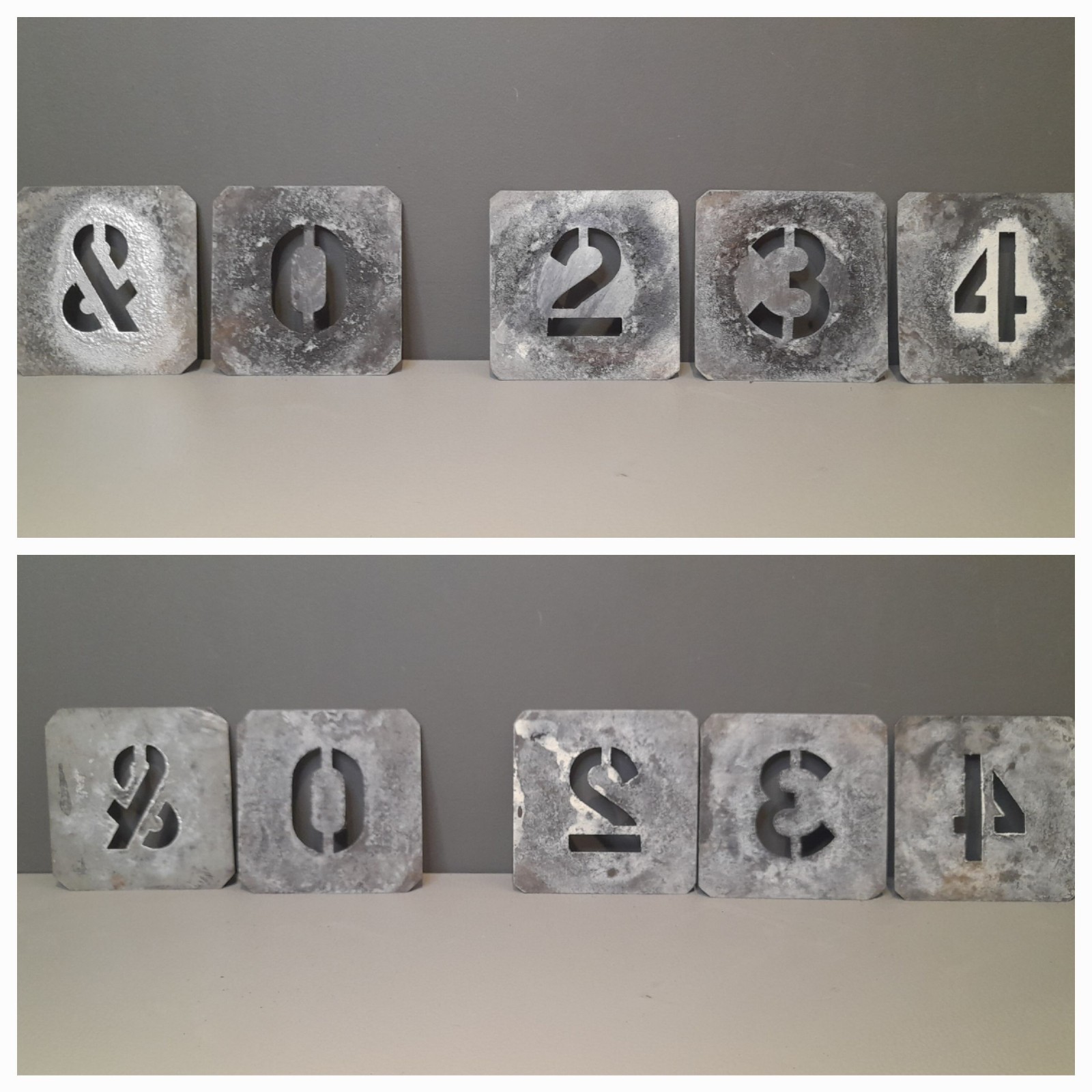 Vintage LETTER STENCILS Set of x31 Zinc/Aluminium Industrial Art Craft A&Z