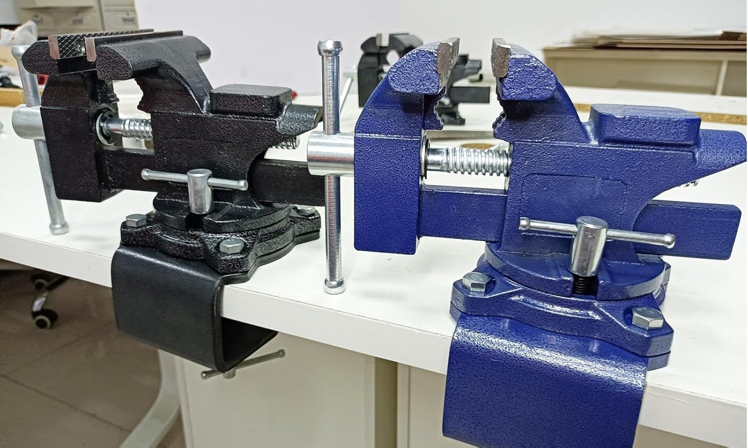 2-In-1 Bench Vise Heavy Duty, Blue, 6.0″ – Upgraded