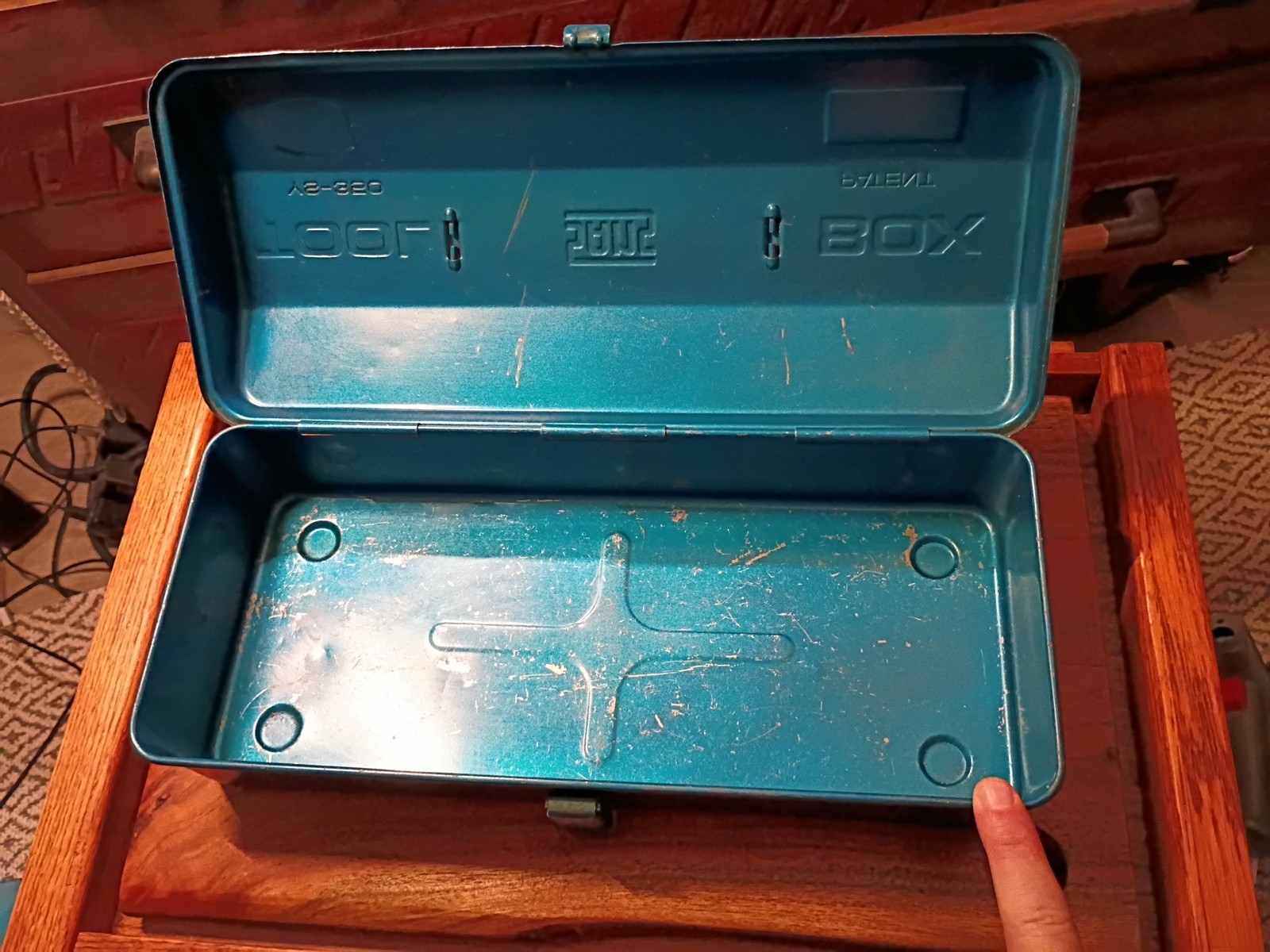 Vintage Steel Tool Box Toyo Steel Brand YS 350 Blue Color Made In Japan