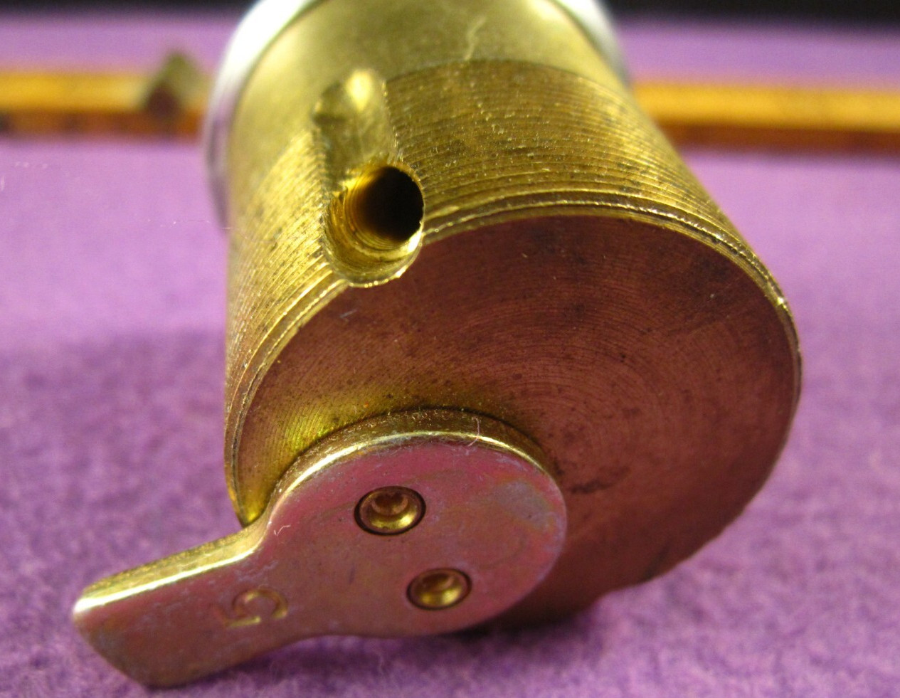 FALCON MORTICE LOCK CYLINDER NO KEY. BRASS BODY SILVER FACE