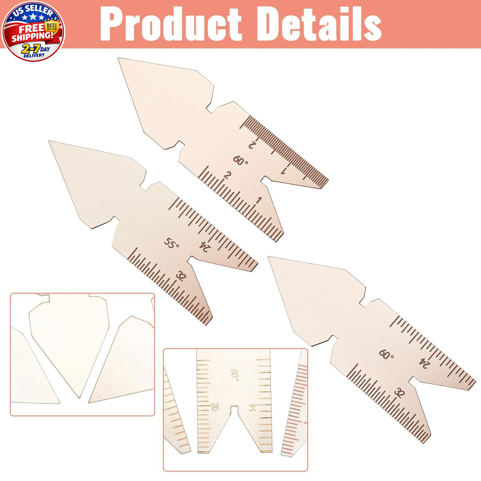 3pcs Stainless Steel Center Gauge, 55°& 60° Fishtail Screw Gauge Centre Gage Scr