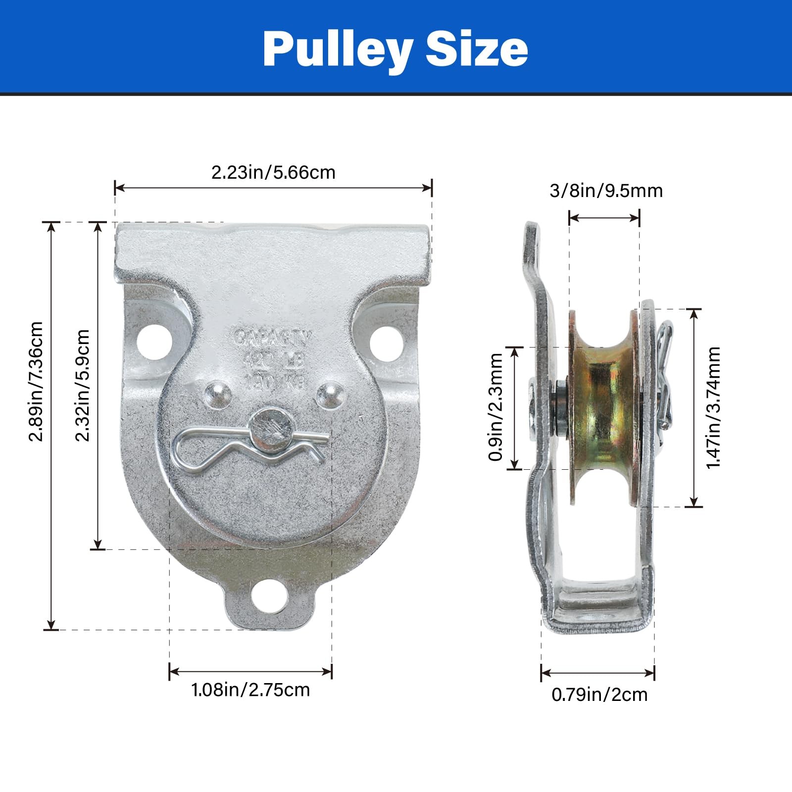 6 PCS Ceiling Mount Single Pulley 11/2 Inch Wall Mounted ZincPlated 3/8