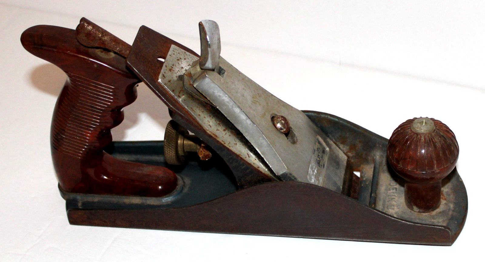 Early Wood Plane Craftsman? Early plastic handle & knob Made in USA 9.5″x2.5″ GC
