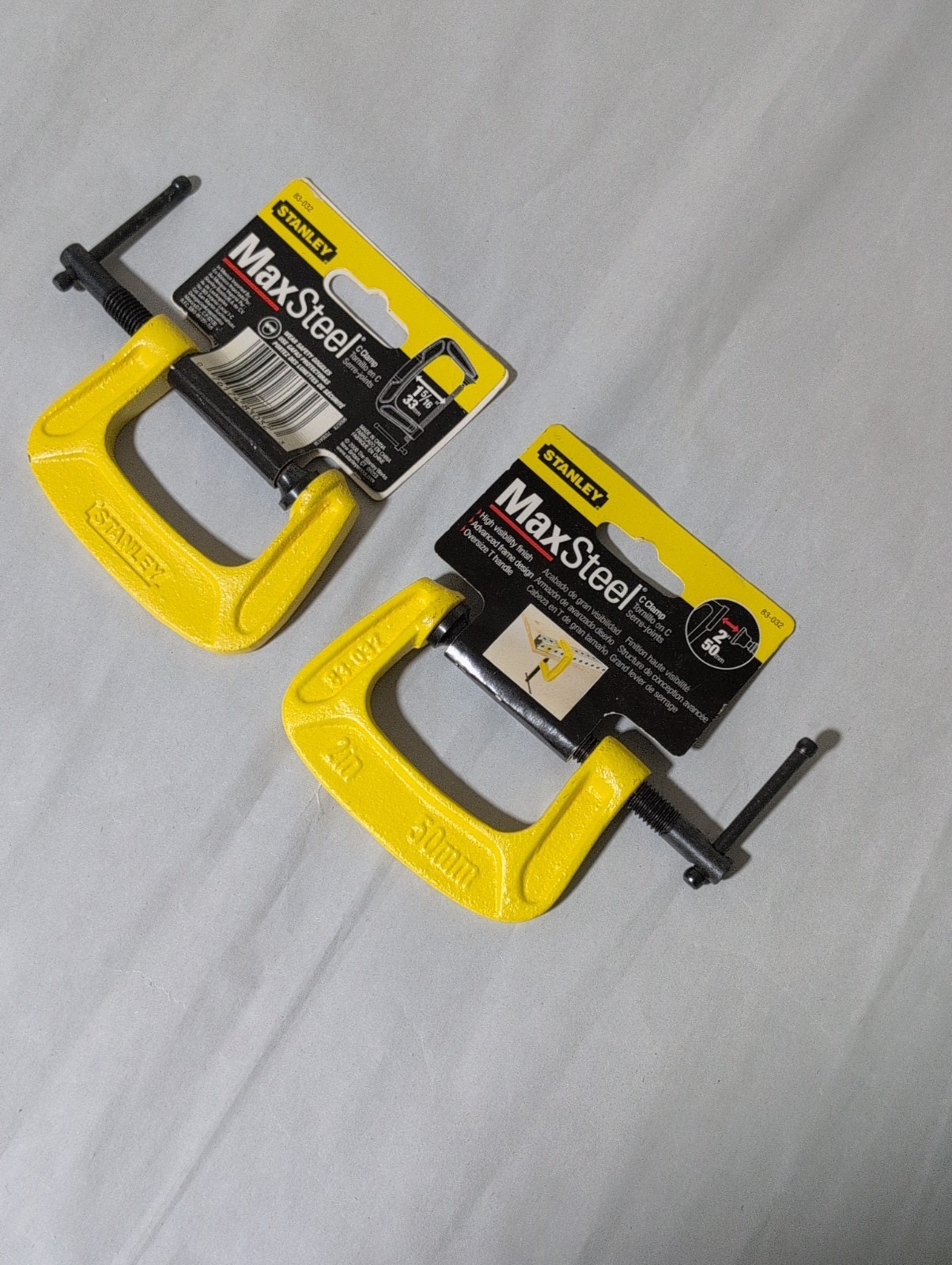 Stanley 83-032 2 Inch 50mm Vintage Woodworking Clamps Set of 2 Excellent