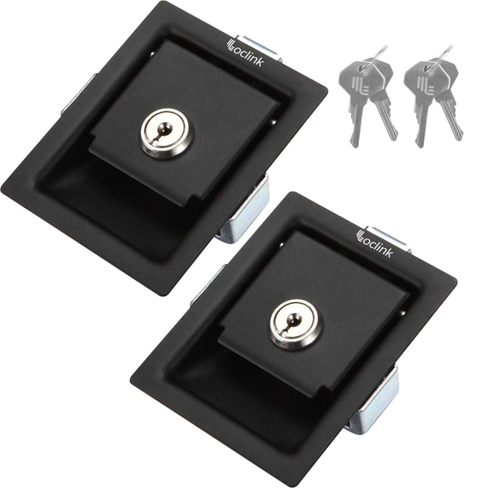 2 PCS Black Flush Mount Stainless Steel Paddle Latch Lock Truck Tool Box
