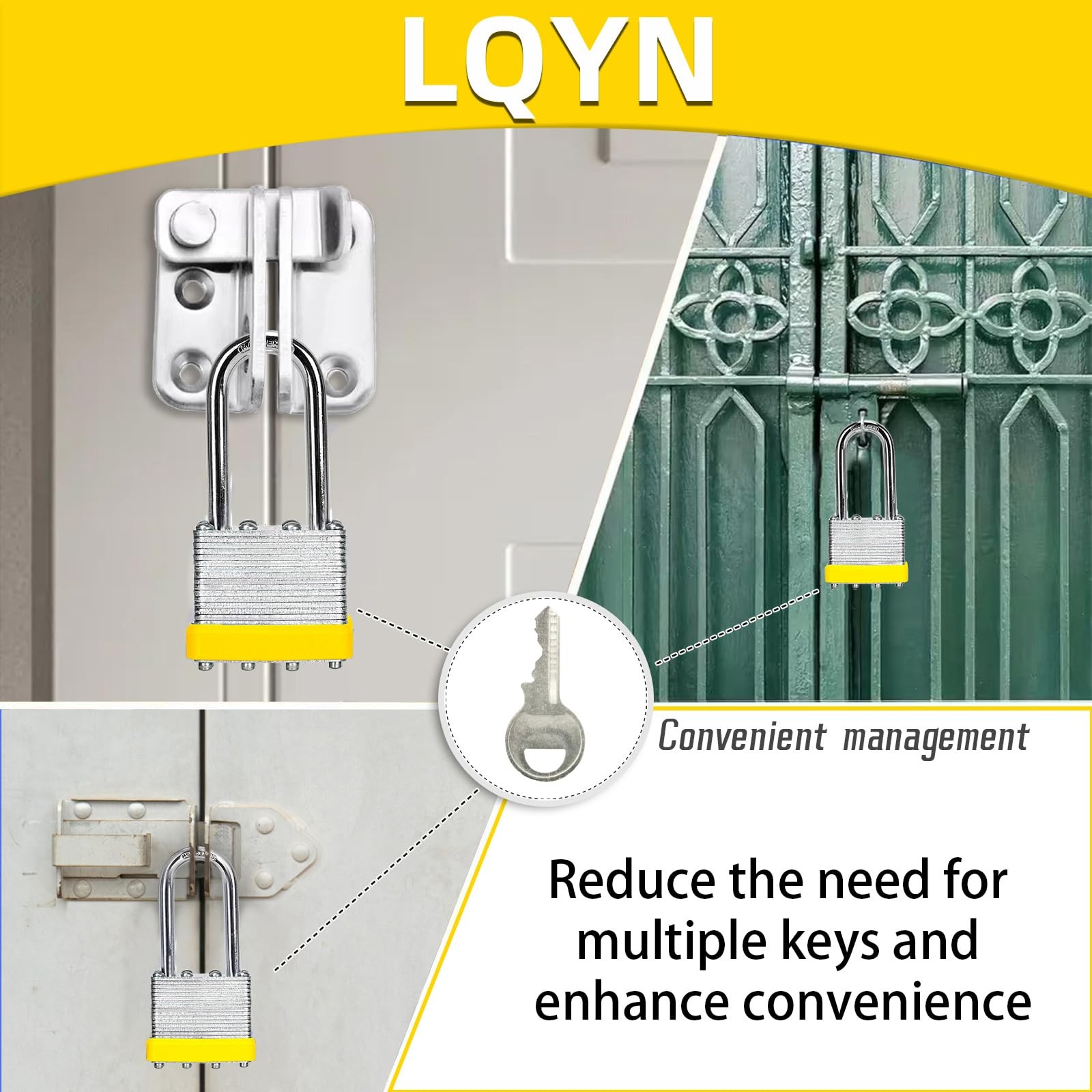 Padlocks with Same Key, LQYN 48 Pcs Laminated Keyed Padlock (1-9/16″, 40mm), …