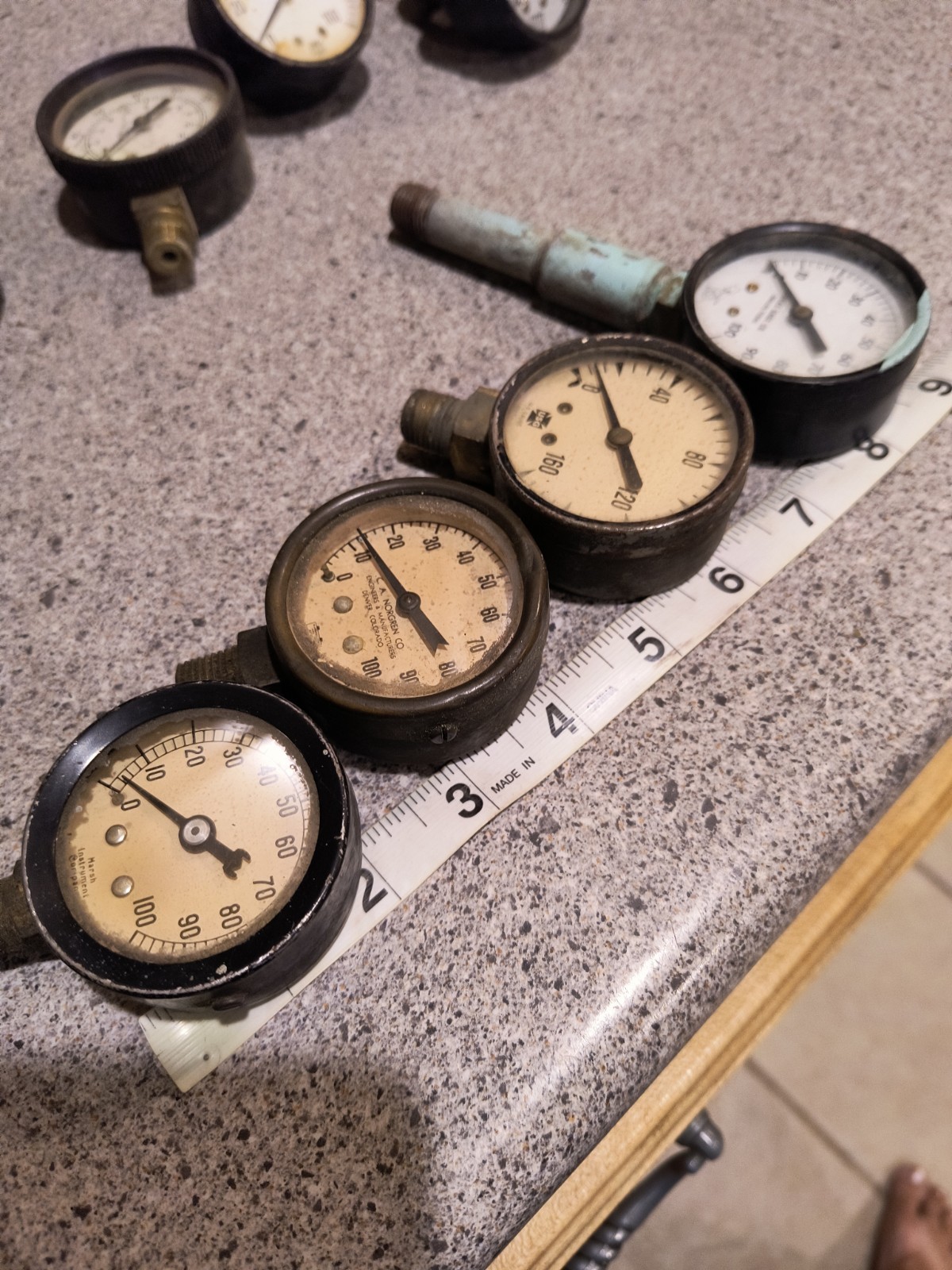 Lot of 8 Vintage Metal Gauges: Steampunk, untested