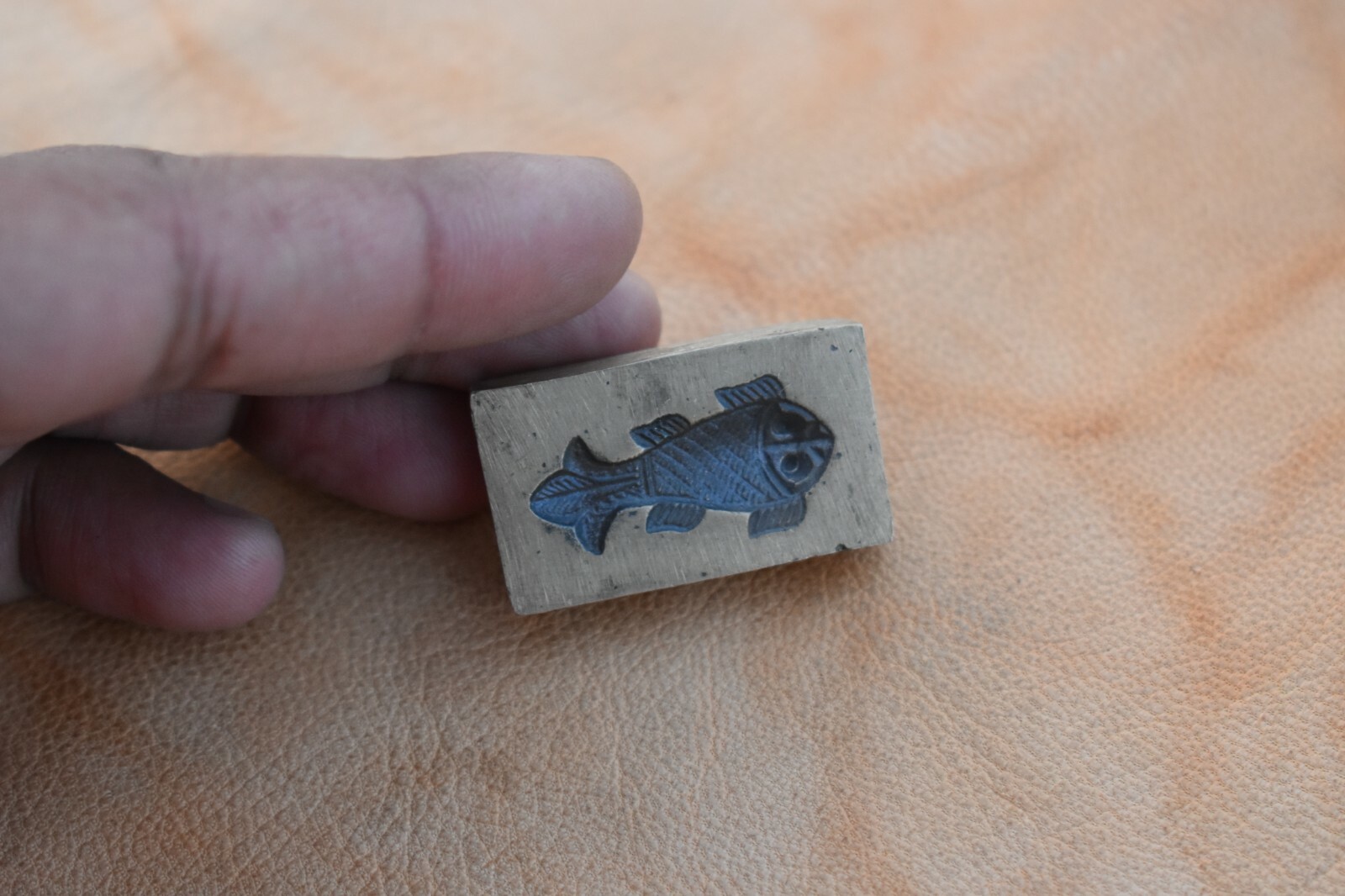Vintage Rare Old Bronze fish Pendant Design Jeweler Die Mold Seal Stamp