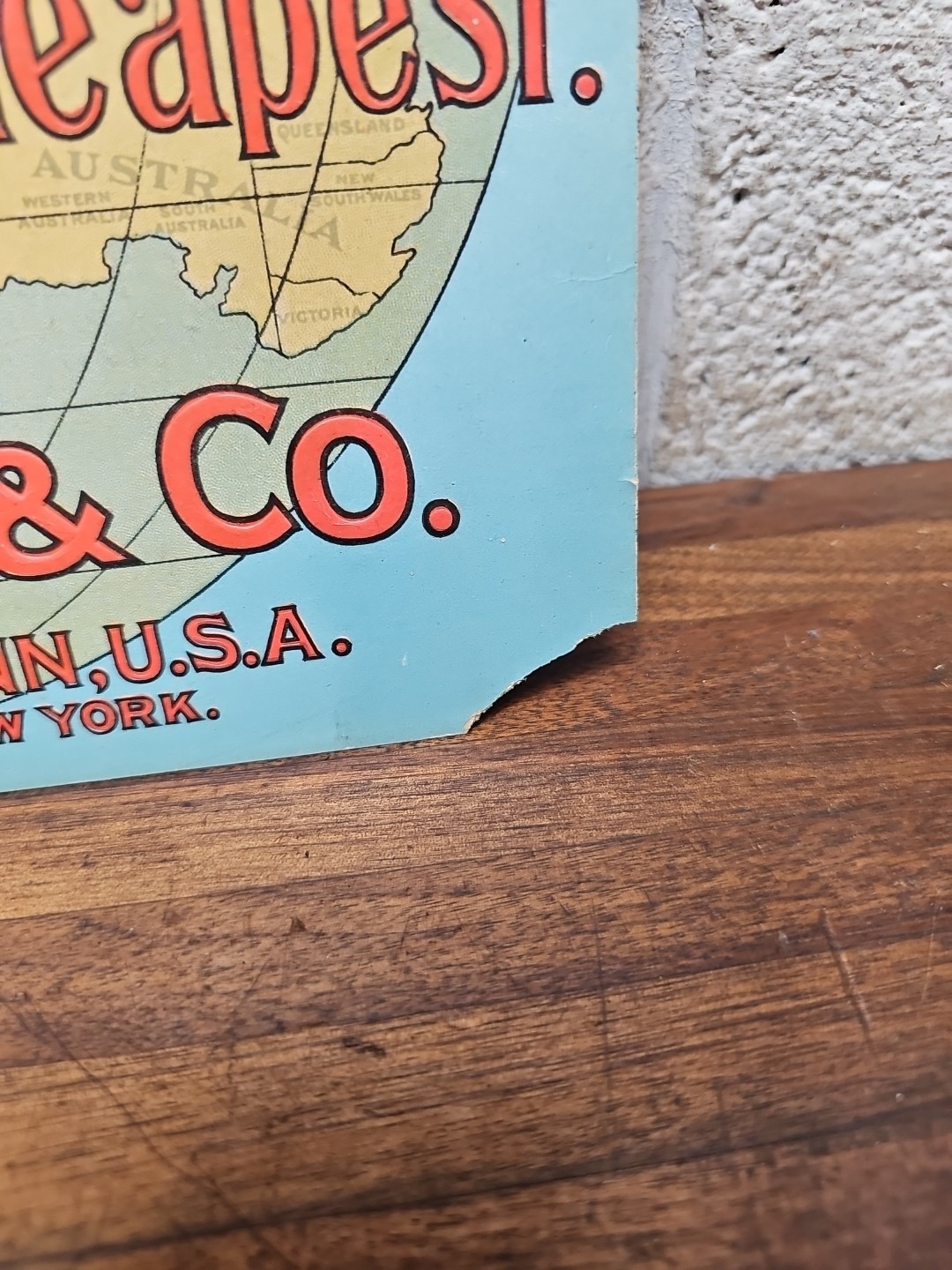 L25- Original Vintage Collins Axes Advertising Cardboard Embossed Poster Sign