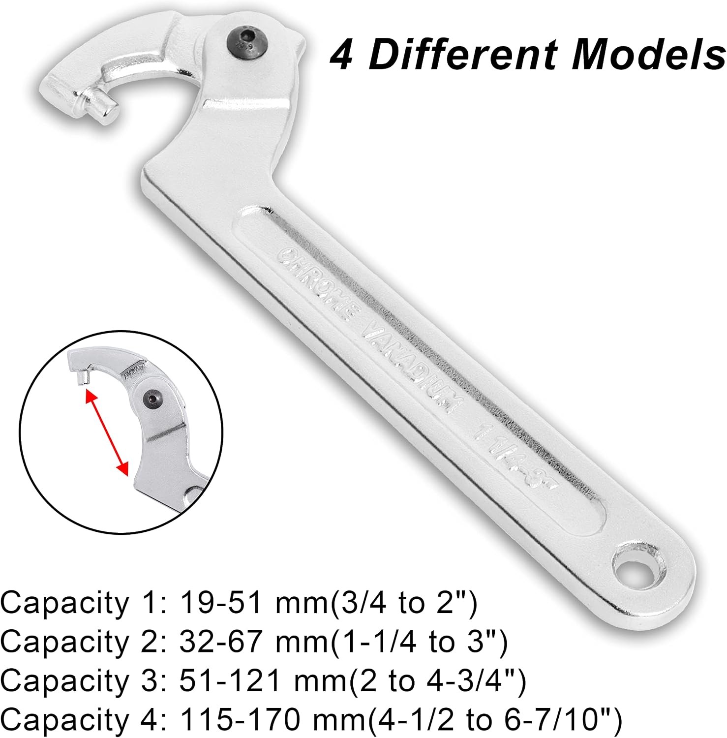 Adjustable Spanner Hook Wrench for Hydraulic Ram Cylinder, Mechanical Machine