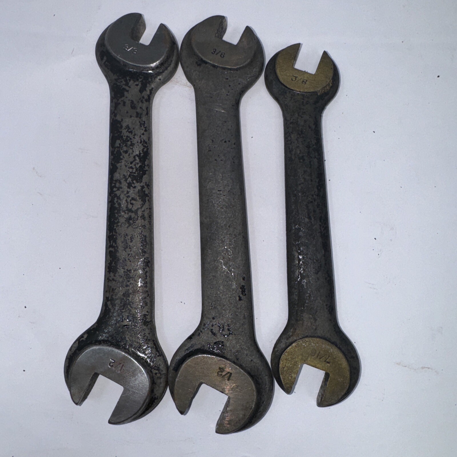 Lot of 3 Williams 530 1/2 X 3/8 & Bonny 529 7/16 X 3/8 Double Open End Wrenches