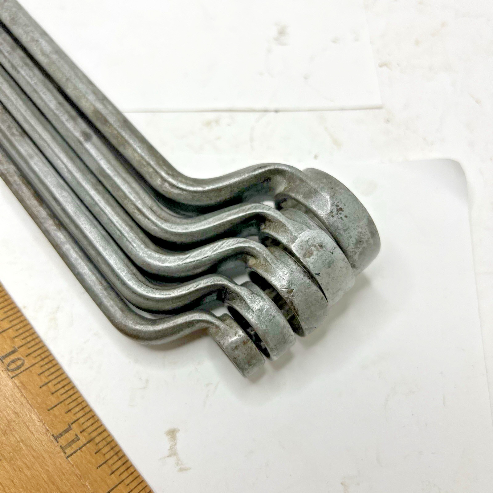 Vintage Lot 5 Forged Select Steel SAE DBE Offset Double Box End Wrench Set (USA)