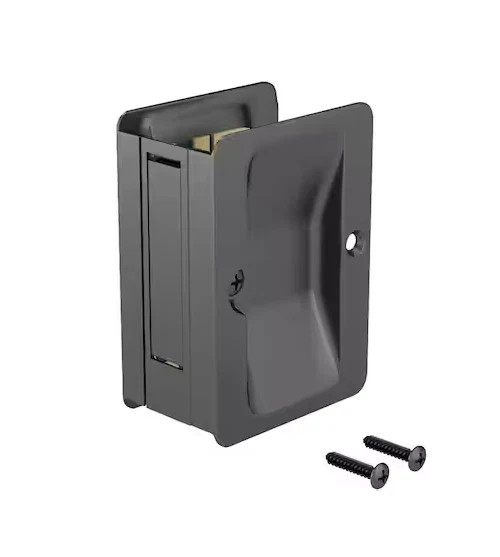 Onward 3-1/4 in. (82 mm) Black Pocket Door Pull with Passage Handle