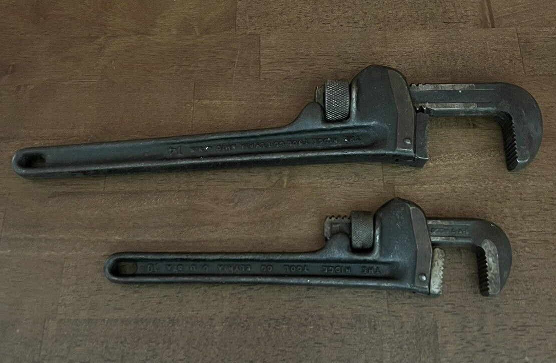 Vintage The Ridge Tool Co. Ridgid 10″ and 14″ Adjustable Pipe Wrenches USA