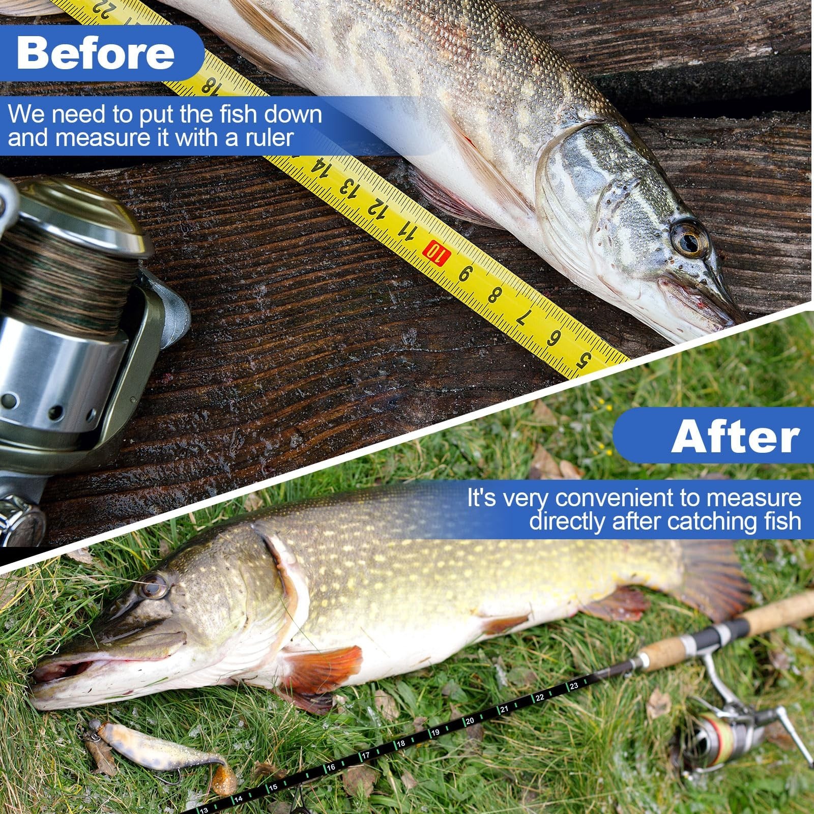 Affrolling 2 Pcs 36 Inch Fish Measuring Tape Stickers Waterproof Transparent …