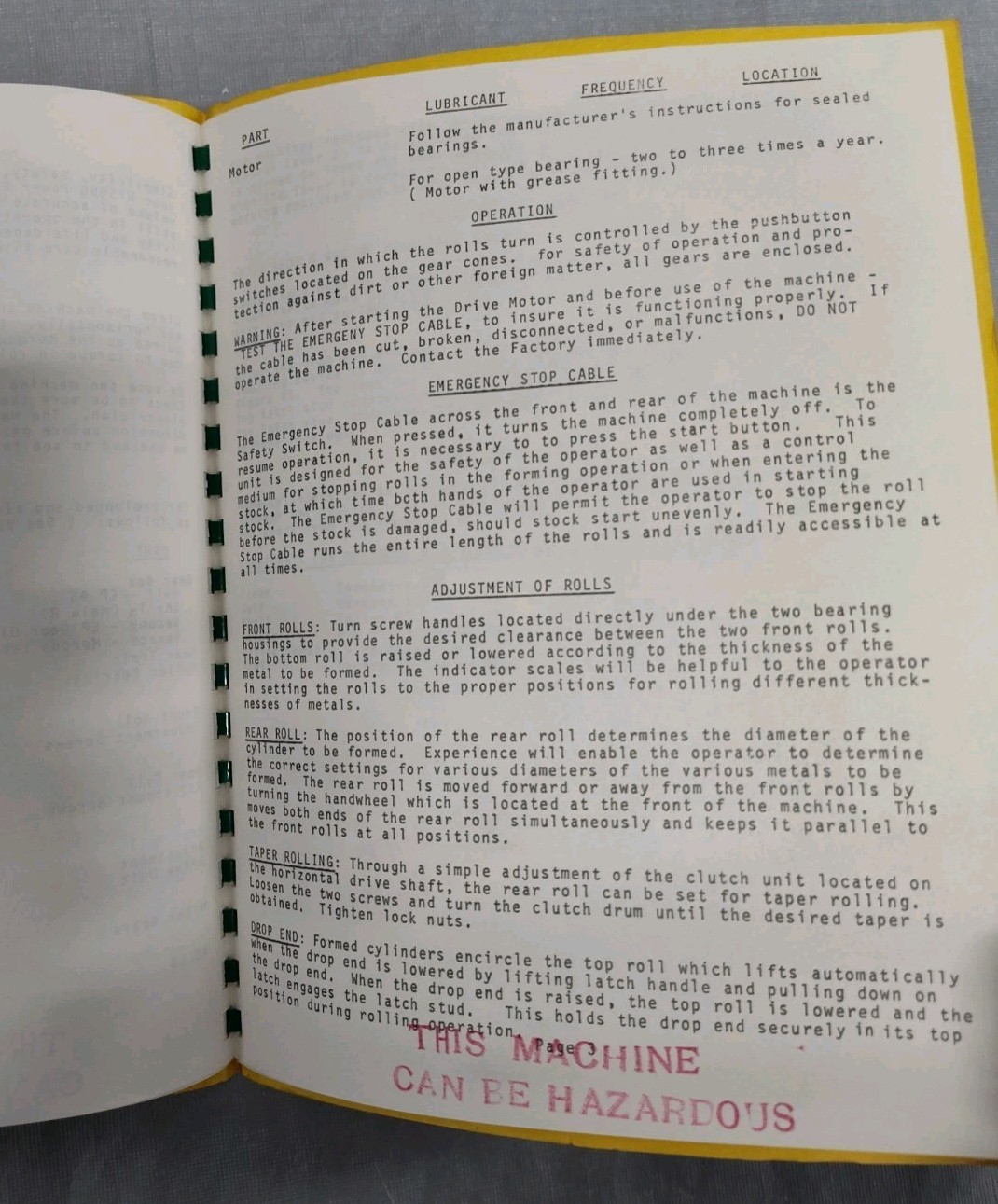 Wysong & Miles Parts List Instruction Steel Bending Rolls Machine Metal F-Series