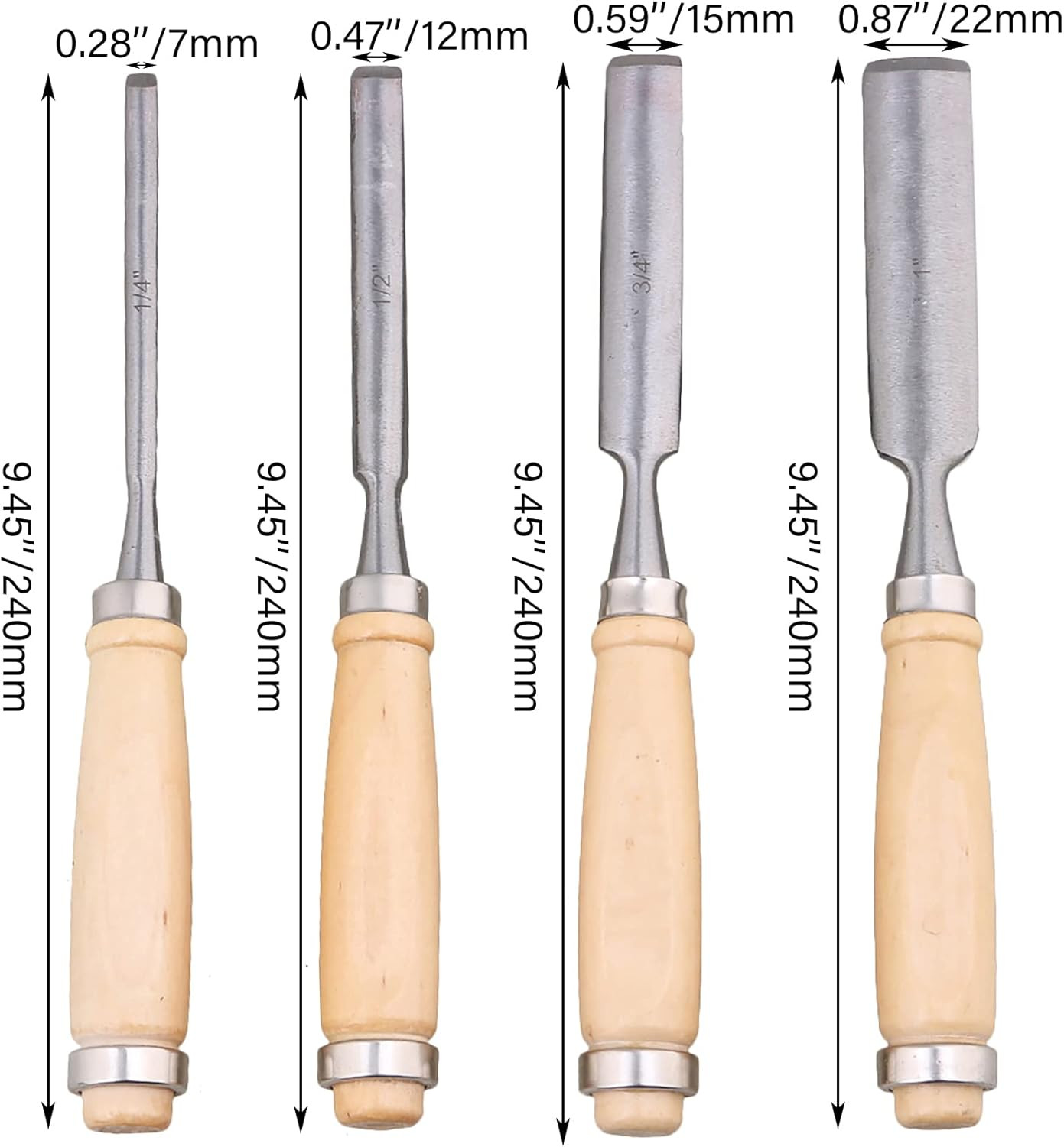 4PCS Semicircle Wood Carving Hand Chisel Tool Set Woodworking Gouges