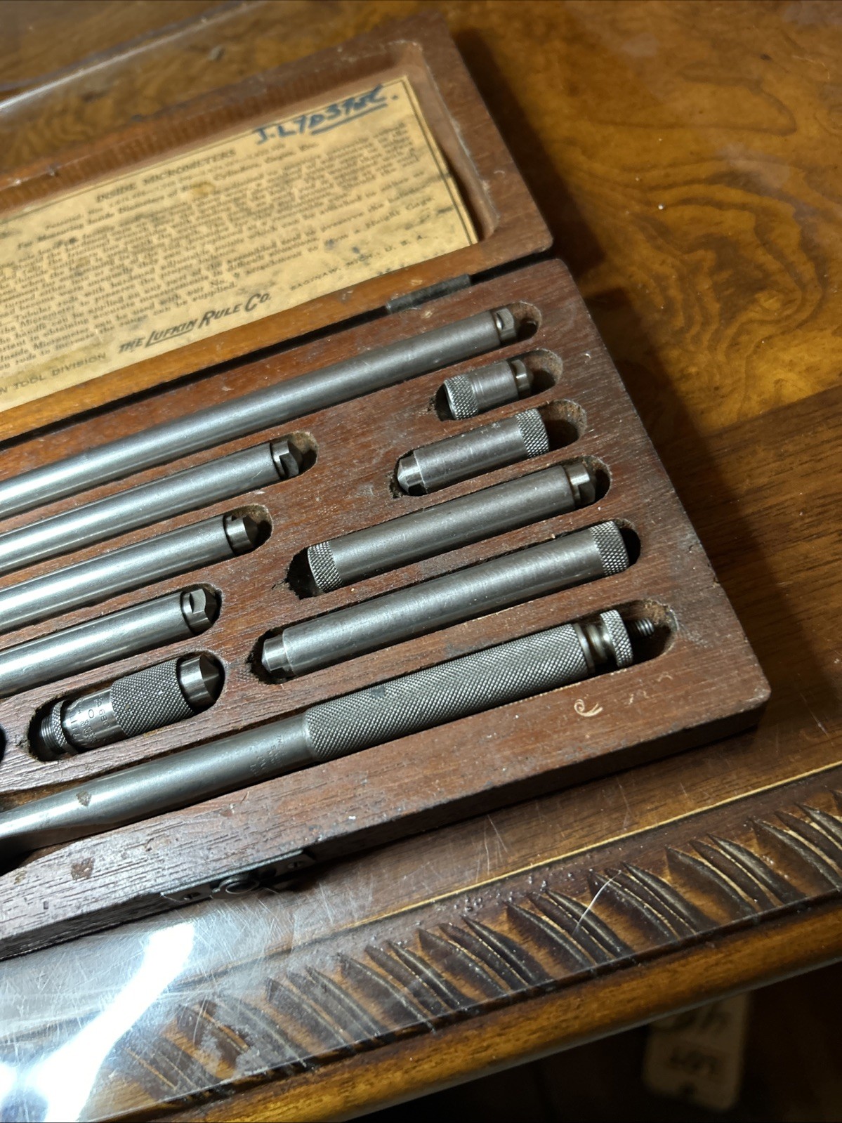Vintage Lufkin Rule Co 1 1/2 to 12″ Inside Micrometer Set in Case, No 680 USA
